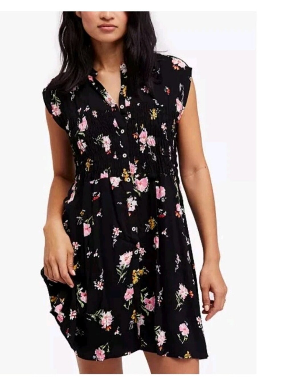 Free People Greatest Day Printed Smocked Shirtdress